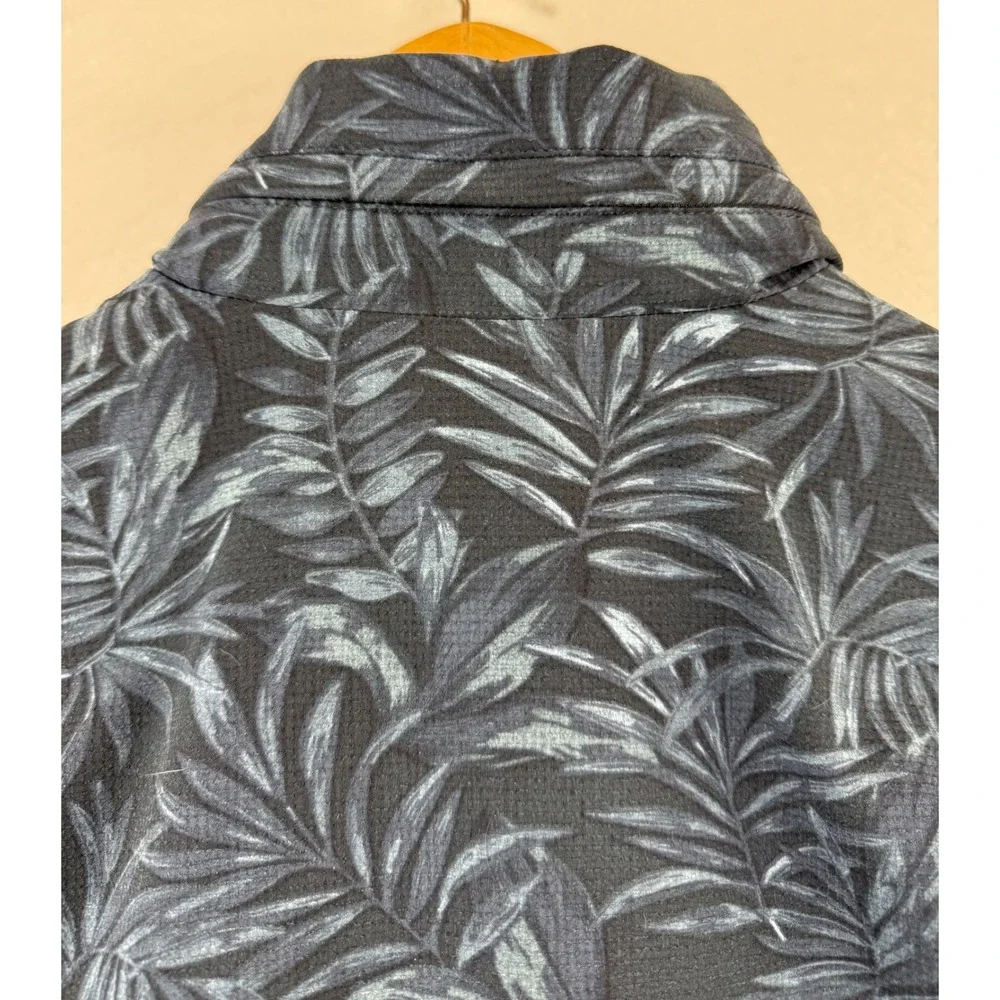 Banana Republic Jacket Mens Small Blue‎ Tropical Leaf Print Hooded Full Zip